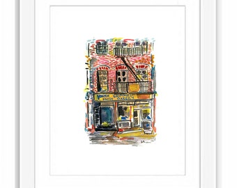 Print  Yonah Shimmel Knish Bakery - Watercolor Lower East Side Manhattan New York City