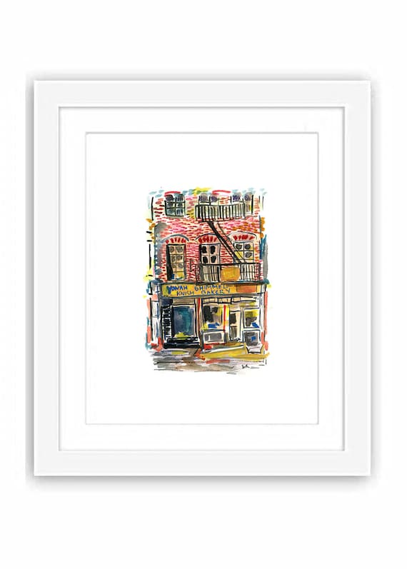 Print  Yonah Shimmel Knish Bakery - Watercolor Lower East Side Manhattan New York City