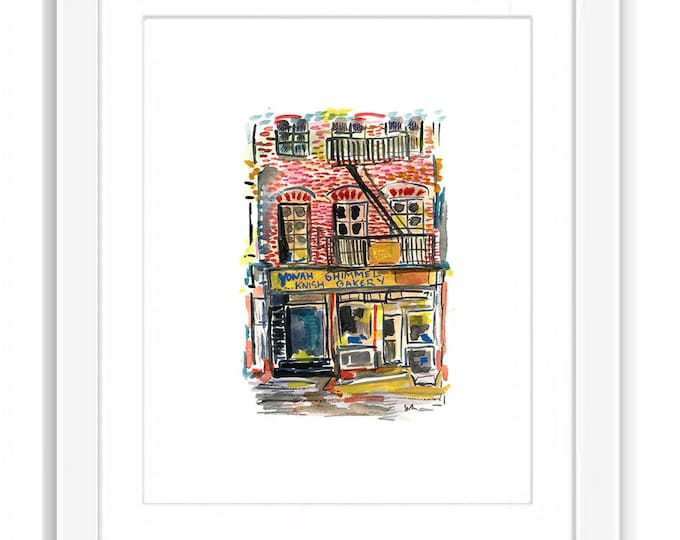 Print  Yonah Shimmel Knish Bakery - Watercolor Lower East Side Manhattan New York City