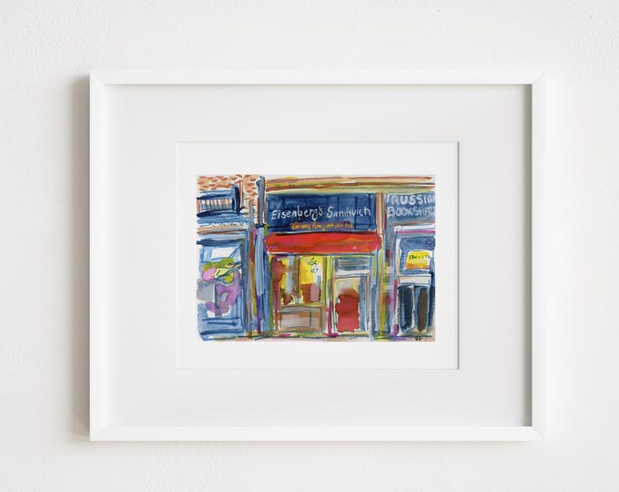 Eisenberg's Deli Watercolor Print: NYC Manhattan Cityscape Art