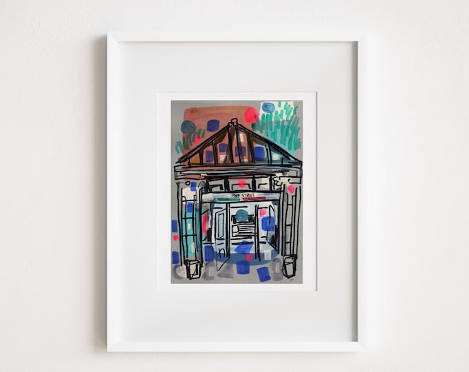 Park Street Station Print: Boston Urban Watercolor Art