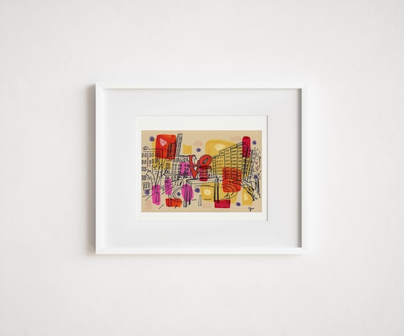 Philadelphia Museum of Art - Print and Framed - Mixed Media Watercolor Painting