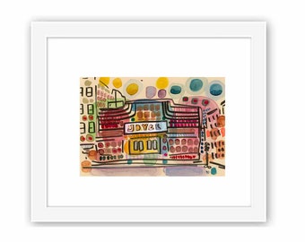 Joyce Theater Chelsea Manhattan - Print and Framed -  Mixed Media Watercolor New York City