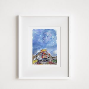 Geno&#39;s Cheesesteak Print: Philadelphia Watercolor Illustration