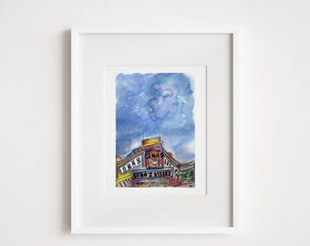 Geno's Cheesesteak Print: Philadelphia Watercolor Illustration
