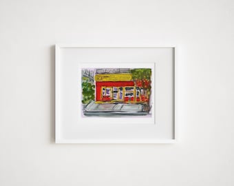 Papaya King Watercolor Print: Upper East Side NYC Storefront