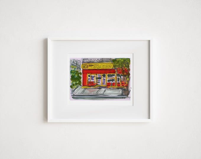 Papaya King Watercolor Print: Upper East Side NYC Storefront