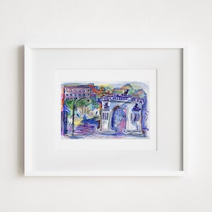 Grand Army Plaza in Prospect Heights - Print and Framed - Brooklyn Watercolor Illustration Manhattan