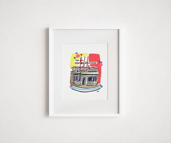 Allston MA Print: Old Twin Donuts Boston New England Urban Sketch