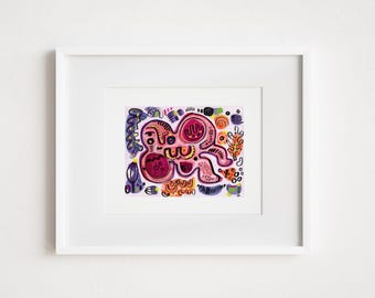 Abstract Goddess Art Print: Modern Mixed Media Painting