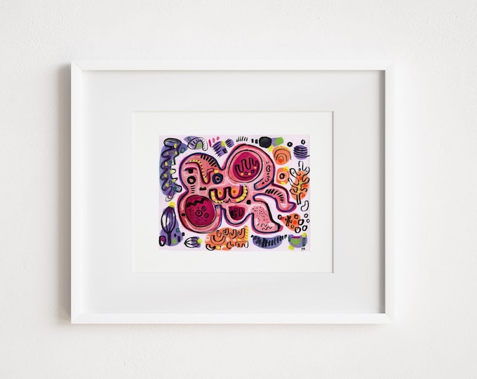 Abstract Goddess Art Print: Modern Mixed Media Painting