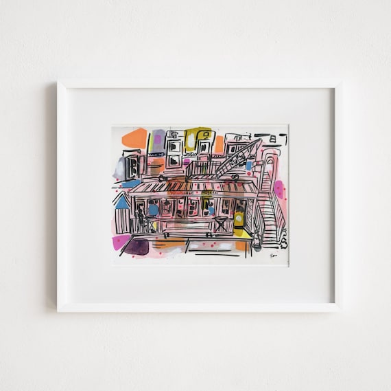 Cafe Mogador in the East Village: Colorful NYC Streetscape Art