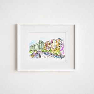 Verrazzano Bridge Watercolor Print: Bay Ridge Brooklyn Street Scene