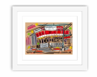 White Mana Diner Jersey City - Printed and Framed - New Jersey Watercolor Illustration Painting Urban Diner