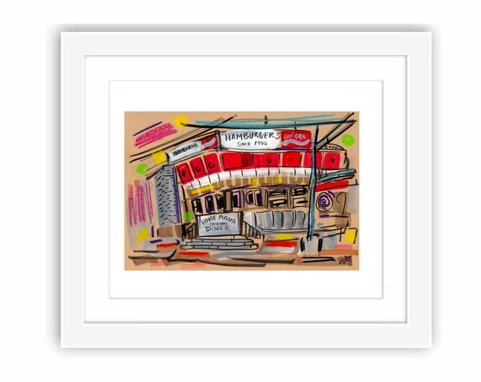 White Mana Diner Art Print: Jersey City Watercolor Illustration