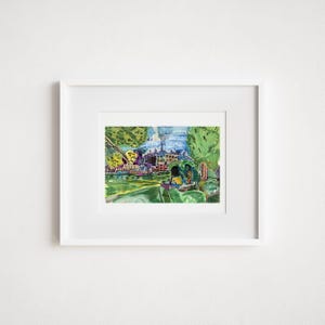 Jersey City Heights Print: Riverview Park, NYC Skyline Watercolor