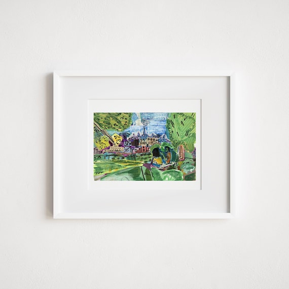 Jersey City Heights Riverview Park - Print and Framed - New Jersey Watercolor Illustration Painting New York City Skyline