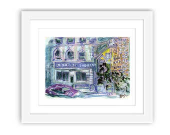 Tom's Restaurant - Print & Framed - Upper West Side Morningside Heights Mixed Media Painting