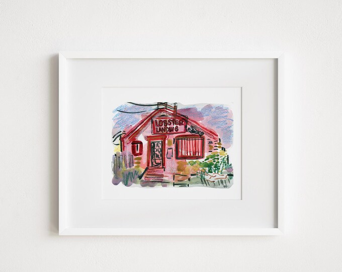 Lobster Landing Connecticut Watercolor Print - New England Travel Art