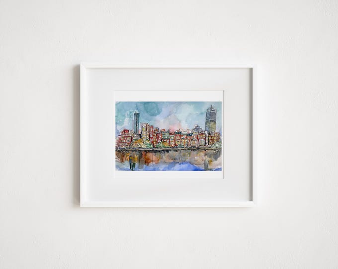 Boston Watercolor Print: Back Bay Cityscape Art