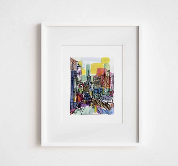Looking at the World Trade Center on East Broadway - Print and Framed - New York City Manhattan Chinatown 169 Bar Lower East Side-
