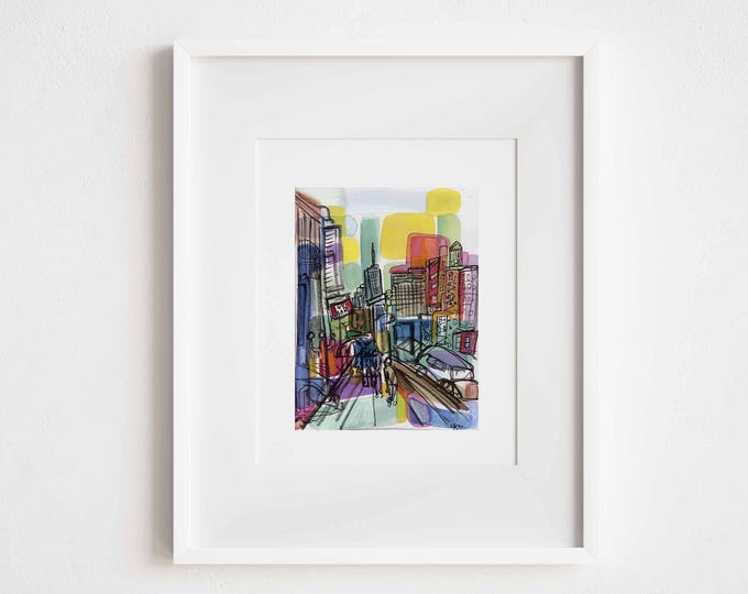 Featured listing image: World Trade Center Watercolor Print: Chinatown, NYC