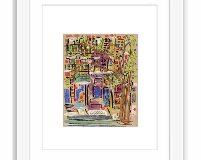 Carmine Street Bookstore Print: West Village, NYC - Framed