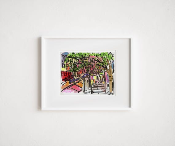 Hamilton Park: Jersey City Watercolor Illustration