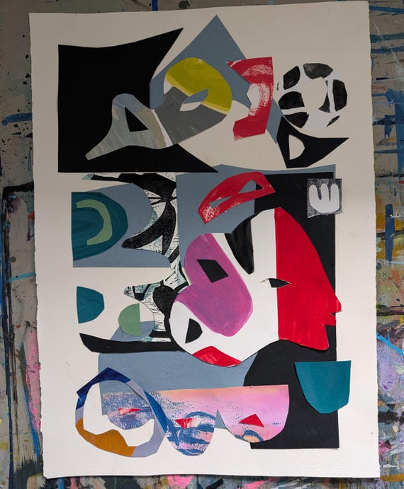 Abstract Figurative Shape Collage: "My Collage Language" - Original Art