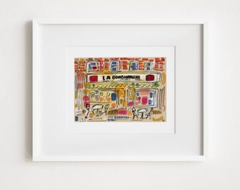 La Bobonniere West Village Diner - Printed and Framed - New York City Mixed Media Watercolor