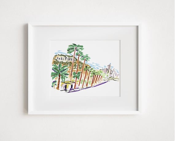 Los Angeles Hills Sign Painting- California City Illustration
