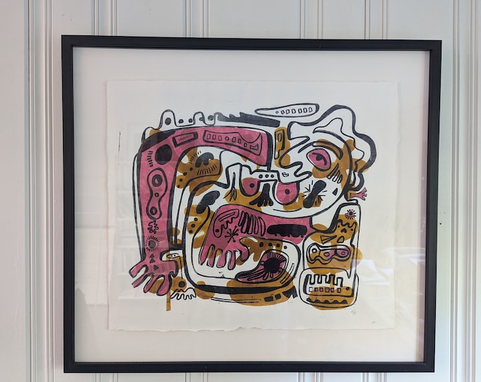 Framed Original Litho Print - I Was Made in Shapes #1 - Abstract Work on Paper