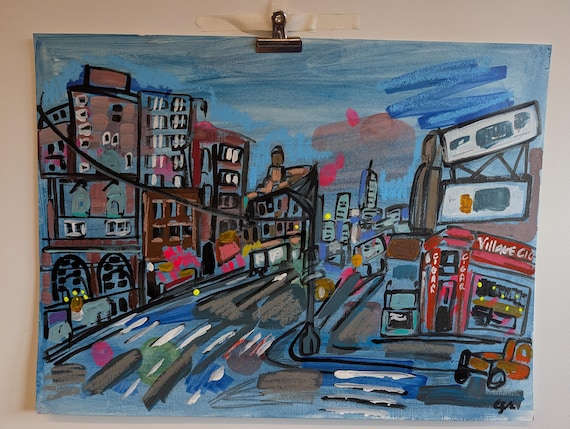 Original Work Looking Down 7th Avenue (24 wide by 18 high )