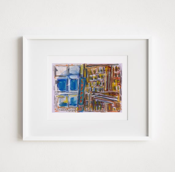 Union Square Coffee Shop - Print and Framed - Manhattan Illustration Watercolor Store Front New York City Sketch