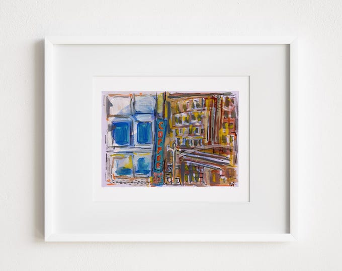 Union Square Coffee Shop Print: Manhattan Watercolor Illustration