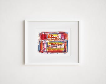 Ben's Chili Bowl Print: DC Mixed Media Watercolor Urban Art