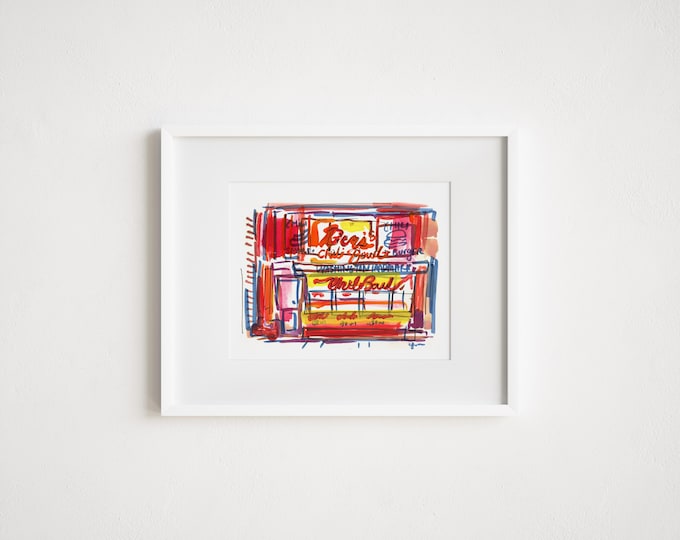 Ben's Chili Bowl Print: DC Mixed Media Watercolor Urban Art