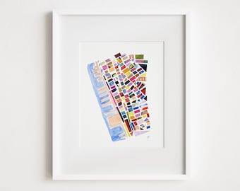 Upper West Side Map Collage - Print and Framed - New York City Abstract Illustration Cut Outs