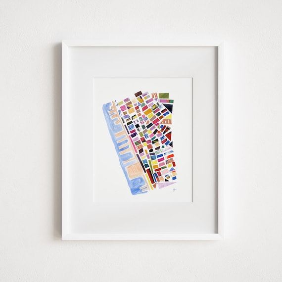 Upper West Side Map Collage - Print and Framed - New York City Abstract Illustration Cut Outs