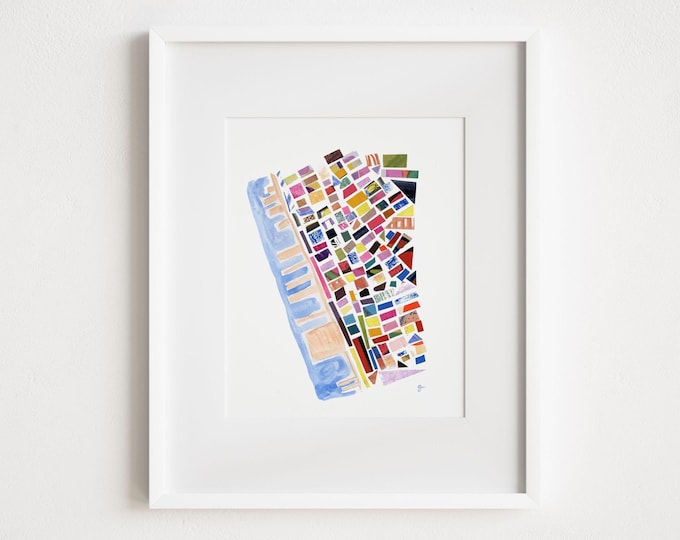 Upper West Side Map Collage - Print and Framed - New York City Abstract Illustration Cut Outs