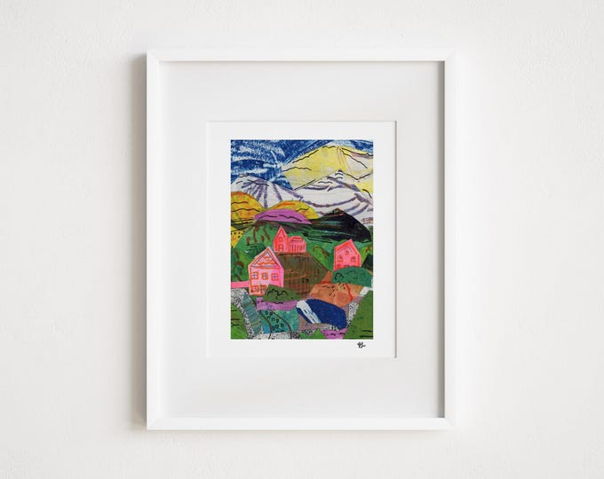 Hudson Valley Landscape Print: Abstract Country Collage Art