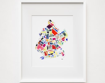 Brooklyn Collage - Print and Framed - New York City Abstract Illustration Cut Outs