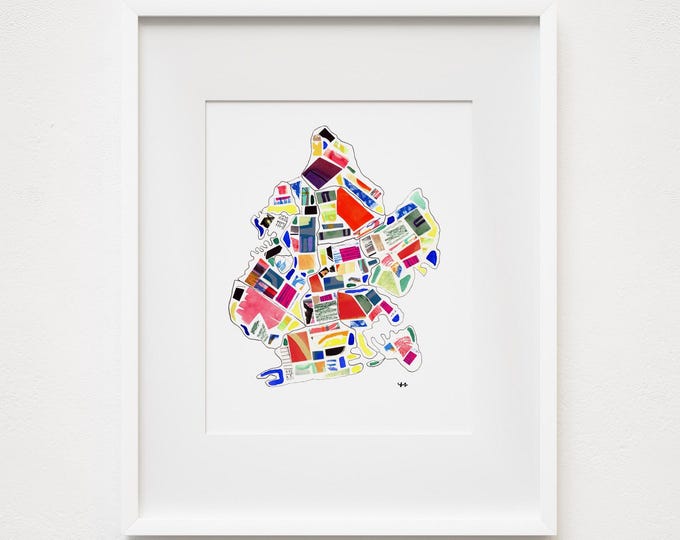 Brooklyn Collage - Print and Framed - New York City Abstract Illustration Cut Outs