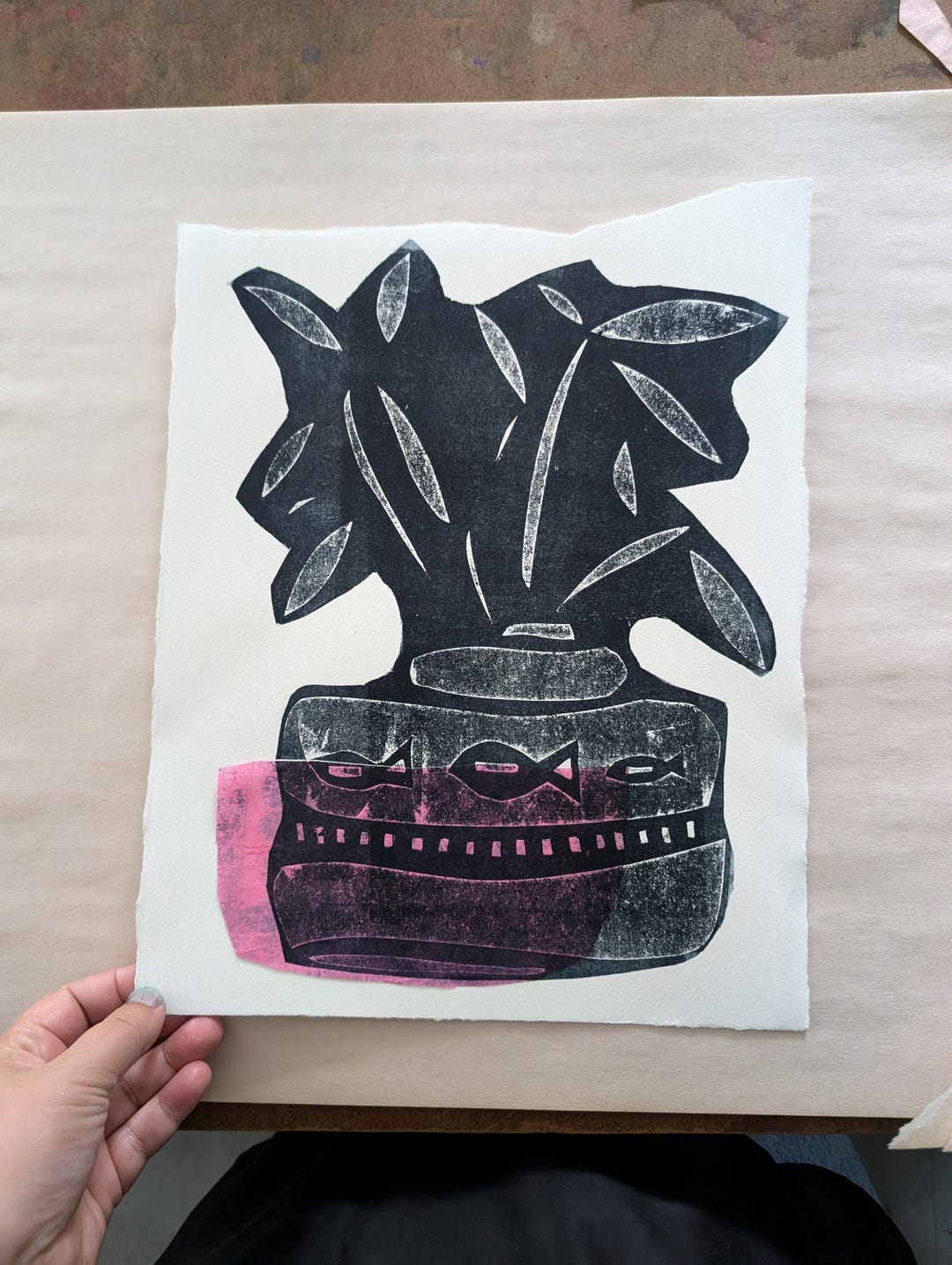 Original Collagraph Print - Black Fish Vase Still Life Art - Etsy