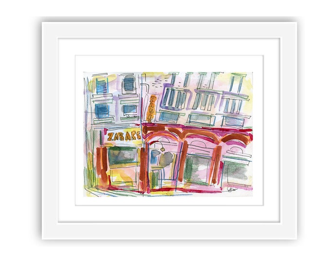 Zabar's Watercolor Print: Upper West Side NYC Street Scene
