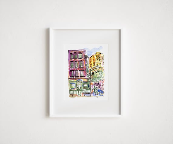 Irving Place Union Square Pete's Tavern - Print and Framed - New York City Street Scene Watercolor