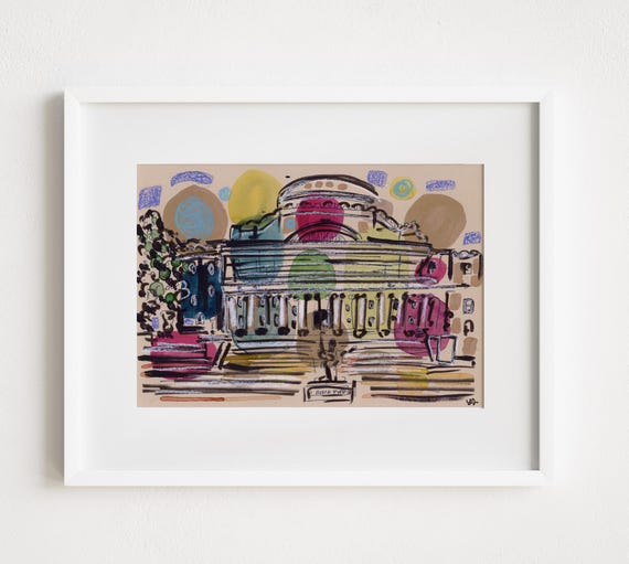 Columbia University Low Memorial Library Morningside Heights - Print and Framed -  Manhattan Mixed Media Watercolor