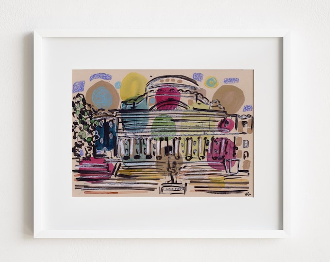 Columbia University Low Memorial Library Morningside Heights - Print and Framed -  Manhattan Mixed Media Watercolor