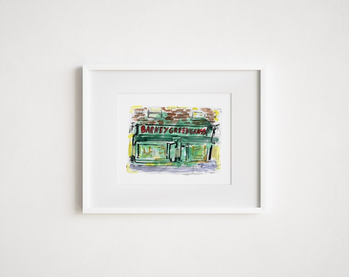 Barney Greengrass Watercolor Print: Upper West Side NYC Street Scene