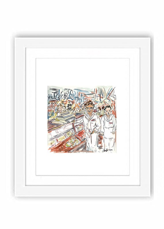 Print The People of Zabars Watercolor Manhattan Upper West Side Painting